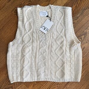 Girls Zara Ivory Cable Knit Vest